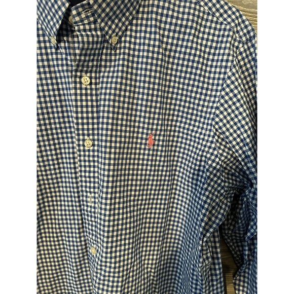 Polo Ralph Lauren Men's Long Sleeve Button Front Shirt Blue Checks Size Large - Picture 2 of 8